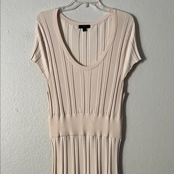 Like New! J. Crew Ribbed Scoopneck Knit Dress Cream in Size L - Picture 4 of 14